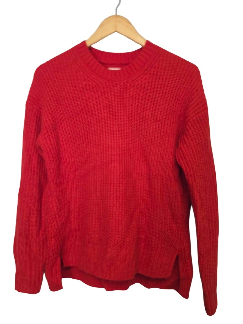 SO Red Ribbed Crewneck Women’s Sweater – Size S